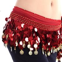 【cw】 Belly New Fashion Color Skirt Hip Wrap Scarf Coin Sequin Waistband Coins Costumes