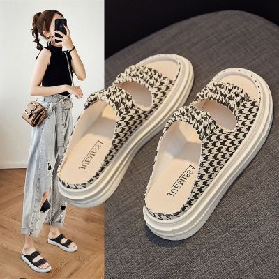【Hot Sale】 Real soft leather flat bottom pregnant women non-slip sandals and slippers womens summer new thick-soled fashion word half