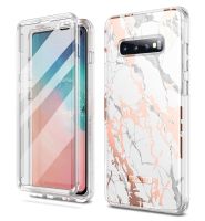 SURITCH สำหรับเคส Samsung Galaxy S10 Plus อัปเกรดบวกในตัวป้องกันหน้าจอกันรอยขีดข่วนปกป้องสองชั้น เคสโทรศัพท์ป้องกันกันกระแทกป้องกันทุกสัดส่วนเคสข