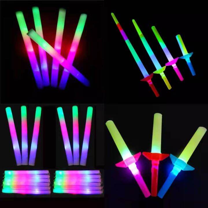 Set LED Foam Glow Sticks LightUp Soft Rally Rave Glow Wands Multicolor