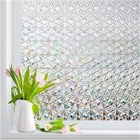 Window Privacy Film Stained Glass Bathroom Static Cling 3D Decorative Window Stickers Opaque Sun Blocking Glass Door Covering