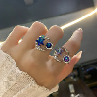 JWER Luxury Rhinestone Moon และ Star แหวน Zircon Bling Stone ผู้หญิงแหวนคริสตัลแฟชั่นงานแต่งงานหมั้นเครื่องประดับ Gifts