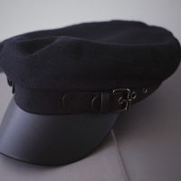 Gothic Beret Buckle เข็มขัดอุปกรณ์เสริม Cool หมวกสีดำสำหรับผู้หญิงผู้ชาย Casual Vintage สีดำ Newsboy หมวก Street Wear