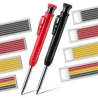 Solid Carpenter Pencil Set With Refill Leads Built-in Sharpener Marking Tool Woodworking Deep Hole Marker Mechanical Pencils