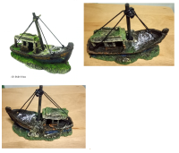 เรือโจรสลัด ตกแต่งตู้ปลา Pirate ship aquarium landscaping fish tank ขนาด 12.5x6x10 cm ทำจากเร่ซิ่น