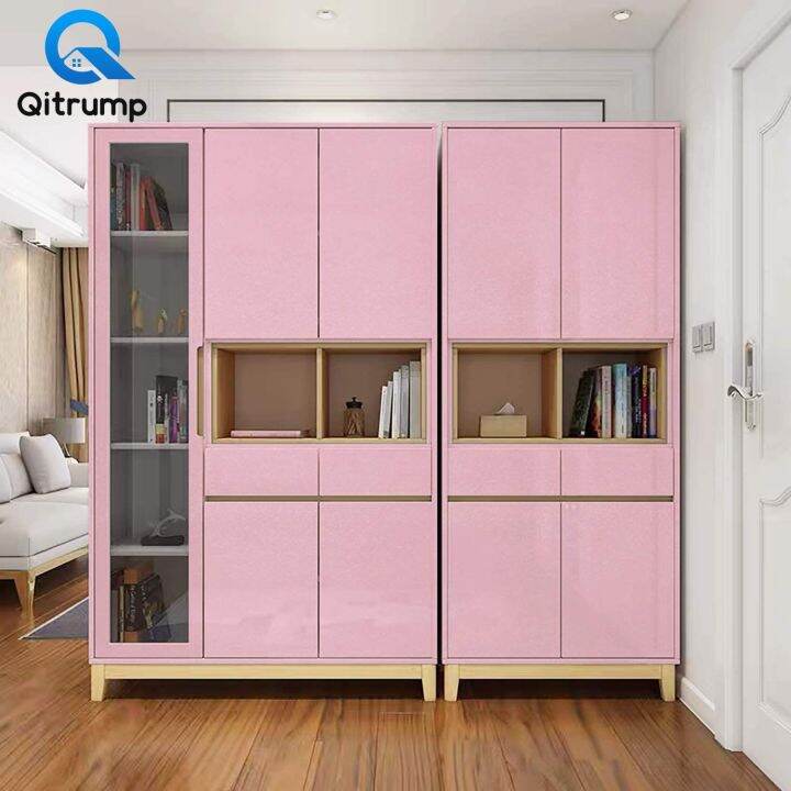 glossy-solid-color-pink-wallpaper-waterproof-oil-proof-glitter-wall-stickers-self-adhesive-vinyl-kitchen-cabinet-furniture-films