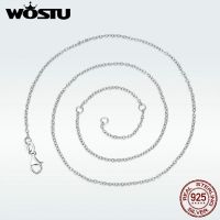 WOSTU 925เงินสเตอร์ลิงแท้45ซม. จี้เครื่องรางลูกปัดขนาดพอดีสร้อยคอยาวสำหรับผู้หญิง DXA009ของขวัญเครื่องประดับ S925หรูหรา