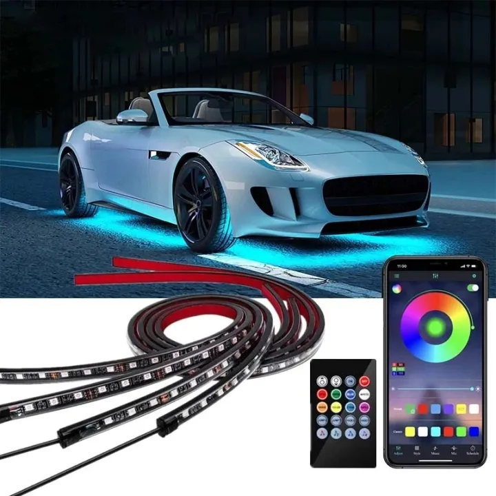 Car Underglow Neon Accent Strip Light Kit 8 Color Sound Active Function