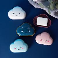 ♣ Soap Box Cute Cartoon Clouds Shape Bathroom Drain Soap Holder Portable Travel Soap Portable Bathroom Accessories