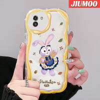 JIUMOO ปลอกสำหรับ Samsung A03แกน A03s M02 A02เคส F02s การ์ตูนกระต่ายสีม่วงสีสันสดใสน่ารักเนื้อครีมกันกระแทกแบบใสนิ่มเคสมือถือโปร่งใสลายกล้องถ่ายรูปที่สร้างสรรค์ปลอกป้องกันซิลิโคน