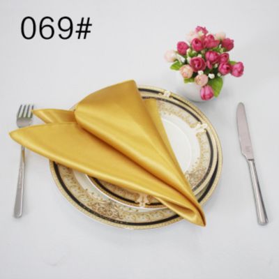 NP002 cheap 40cmx40cm 10pcs/ lot dusty pink burgundy green blue gold navy silver grey black white red lilac satin table napkin