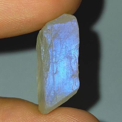 พลอย ก้อน มูนสโตน มุกดาหาร เหลือบ ฟ้าน้ำเงิน ธรรมชาติ ดิบ แท้ ( Unheated Natural Blue Flash Moonstone ) หนัก 15.57 กะรัต