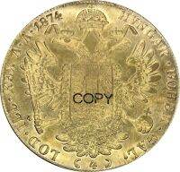 I Coin ทองเหลืองสีทอง Franz Austrian Ducat 1874โลหะสำเนา4อุปกรณ์ตกแต่ง