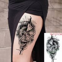 Waterproof Temporary Tattoo Sticker Broken Roman Clock Gear Big Size Body Art Flash Tatoo Fake Tatto Stickers for Girl Men Women Stickers