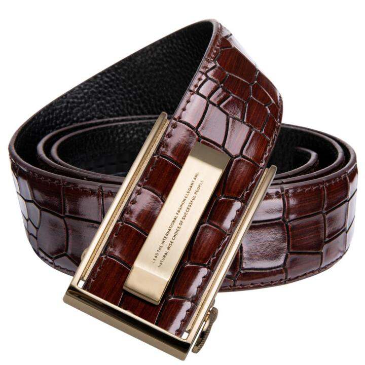 hi-tie-luxury-mens-casual-red-leather-belt-for-jeans-fashion-crocodile-belts-for-men-automatic-buckle-waist-belt-strap-jc-2011