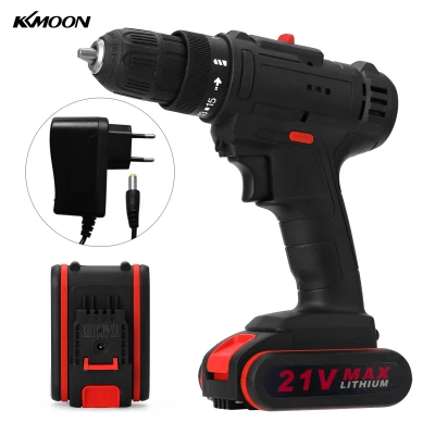 KKmoon 21โวลต์มัลติฟังก์ชั่ไฟฟ้าผลกระทบสว่านไร้สายพลังงานสูงแบตเตอรี่ลิเธียมลวดน้อยแบบชาร์จสว่านมือบ้านDIYเครื่องมือพลังงานไฟฟ้า