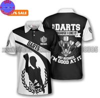 Xzx180305 Personalized Name Darts 3D Printed Summer Polo Shirt Unisex Darts Athlete Team T-shirt polo POL-45 (Private Chat Free Name&amp;Logo Change)