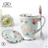 ✢ ?READY STOK? Floris English ceramic cup mug coffee cup bone porcelain water cup fashion teacup office cup creative cup