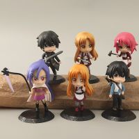 หุ่นดาบอะนิเมะออนไลน์6ชิ้นตัวเลขแอคชั่น PVC รุ่น Kirito Asuna Niitengo ของขวัญเด็กของเล่นขนาด9ซม.