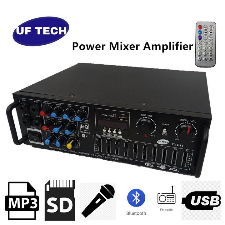 UF Tech YTG11 1000W 5.0 Bluetooth 2 Channel Power Mixer Amplifier With