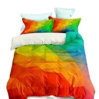 3pcs Duvet Cover Digital Printing Rainbow Colors Bedding Set Soft and Cozy for Bedroom Guest Room (1Dubbed Cover 2Pillowcases)