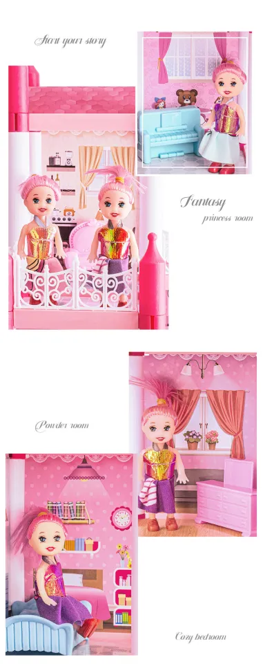 Free 2PCS dolls + Fairy Lights] SALE Big Dollhouse Multiple Floors