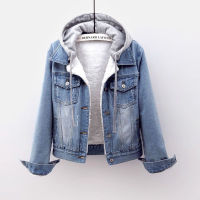 ZZOOI 2022 New Women Denim Jacket Winter short Jeans Coat Warm Hooded Velvet Jacket Femme Hoody Padded Bomber Windbreake