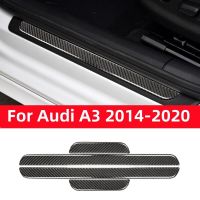 For Audi A3 8V 2014-2019 Car Accessories Car Door Sill Protection Decoration Carbon Fiber Threshold Pedal Stickers Trim Cover