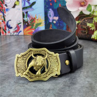 Brown Bull Cowboy Belt Buckle Men Belt Thick Genuine Leather Belt Mens Turon Jeans Strap Wait Belt GBT0524