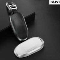 Alloy Leather Car Remote Key Case Cover Fob For Tesla Model 3 Model S Model Y Smart Key Bag Protected Holder Shell Accessories