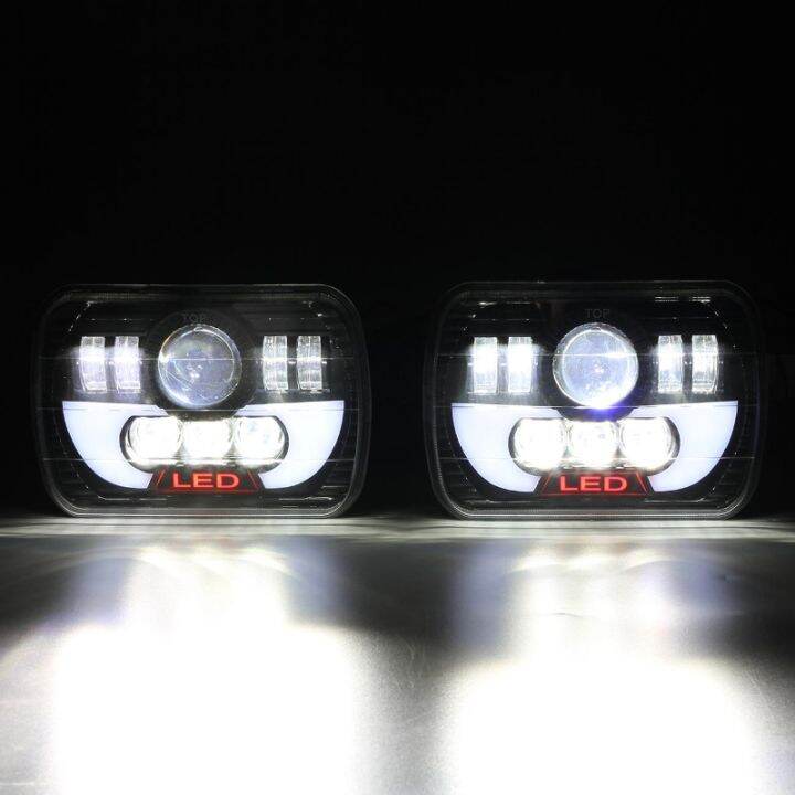 ไฟหน้า-ไฟหน้า7x-6ไฟหน้า-led-นิ้ว120w-2ชิ้นสำหรับ86-95-wrangler-yj-84-01เชโรกี-xj-h6014-h6052-h6054-6054พร้อมไฟหน้าสี่เหลี่ยมขนาด5x7นิ้ว