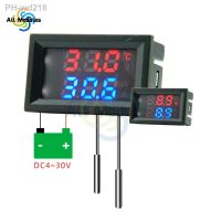 DC4-30V DC LED Display Dual Digital Temperature Red Blue Green Digital Temperature Sensor With NTC 10K 3950 Probe Cable