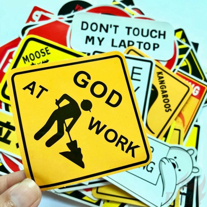 warning-sign-สติ๊กเกอร์-50pcs-set-fashion-mixed-luggage-laptop-skateboard-doodle-decals