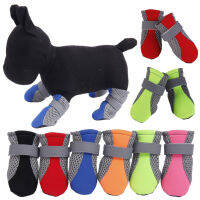 4Pcs รองเท้าสัตว์เลี้ยง Non-Slip Sole Breathable ตาข่ายเข็มขัดพยุงหลังรองเท้าสำหรับสุนัข Puppy