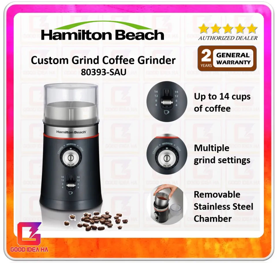 Hamilton Beach Custom Grind Coffee Grinder, 14 cups, Black, 80393F