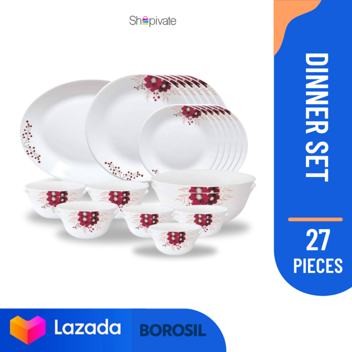 Borosil DINNER SET Paradise Plano (27 Pieces) Lazada