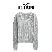 Hollister ฤดูใบไม้ร่วงและฤดูหนาวใหม่เสื้อแฟชั่นคอวีของผู้หญิงสไตล์มหาลัยบิดเกลียวเสื้อกันหนาวผู้ชายสีไวน์แดง