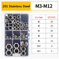 น็อตล็อคไนลอน304316201สแตนเลส M2.5 M10 M3 M4 M5 M16 M12 M14 Hex Hexagon Self Locking Nut Assortment Kit