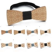 Fashion Beautiful Bow Tie Men Smooth Bow Collar Flower Wood Bowknot Elastic Ties With Cute Cat For Boy Male Wooden Tie Boys Clothing