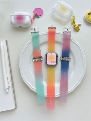 ○❀❂ For Apple Watch Series 7 6 5 3 4 2 1 SE Bracelet Transparent Jelly Gradient Soft Watchband For iWatch Strap 41 45 44 42 40 38 mm