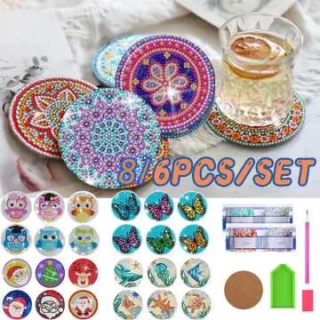 6Pcs Diamond Painting Coasters DIY Mandala Coasters Diamond Painting Kits  for Beginners Adults & Kids Art Craft Supplies