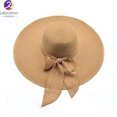 Leboston (หมวก) ผู้หญิงกุทัณฑ์ชายคาใหญ่หมวกฟางแฟชั่นพับหมวกดวงอาทิตย์