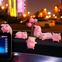 PVC Cute Flocking Auto Dashboard Piggy Ornaments 6 Style Car Animal Doll Accessories Pig Toy Birthday Gifts For Friends Baby