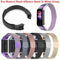 สายรัดข้อมือ Milanese Loop แบบโลหะสีสำหรับสาย Huawei 4สายรัดข้อมือแม่เหล็กอะไหล่สายสำหรับ Honor อุปกรณ์เสริมสำหรับนาฬิกาอัจฉริยะ5i