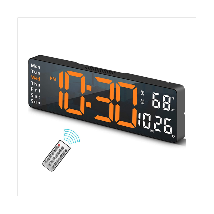 13Inch Large Display LED Digital Wall Clock Remote Control Table Alarm