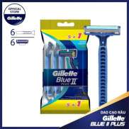 Dao Cạo Râu Cán Xanh Gillette Blue II Plus Gói 5 Tặng 1 Blue II Plus
