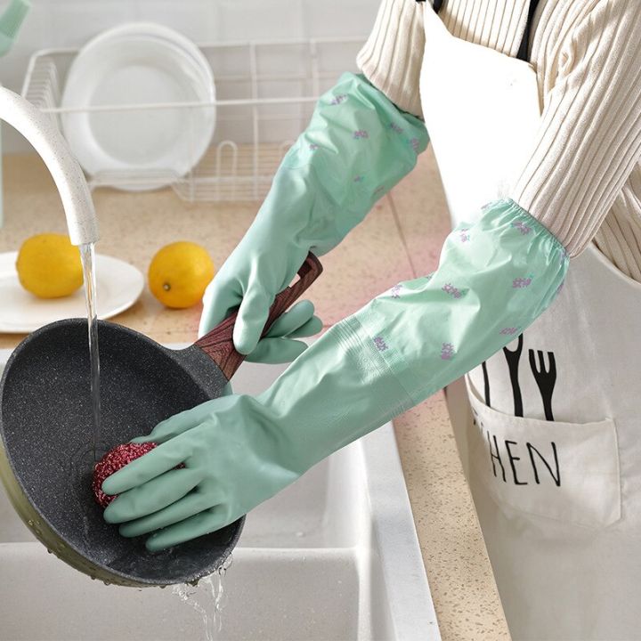 winter-heavy-suede-one-flocking-household-gloves-small-rubber-leather-waterproof-women-washing-clothes-and-dishes-gloves-safety-gloves