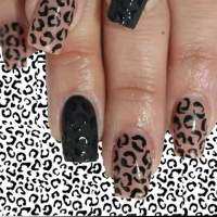 manicure decoration 3D applique wrap glue star animal sticker slider transfer film nail print leopard sexy black/white