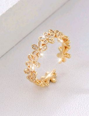 แหวนหุ้มทอง แหวนดอกไม้แต่งเพชร แหวนเกาหลี