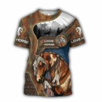 Native horse short sleeved 3D all over printed T-shirt is the best price in American size